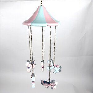 House Of Lloyd 1988 Carousel Horse Mobile Pink & Blue Pastel Vintage Nursery Dec
